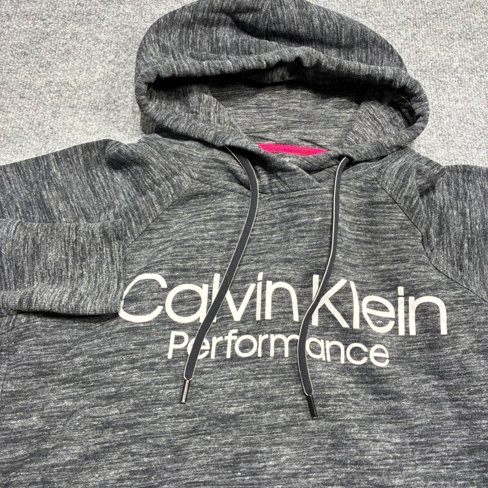 Calvin Klein Performance Grey Heathered Hoodie Sweatshirt Women's Size L Active